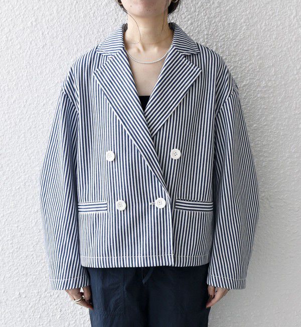 SHIPS any「SHIPS any:〈洗濯機可能〉ヒッコリー ショート テーラード ジャケット」|テーラードジャケット|