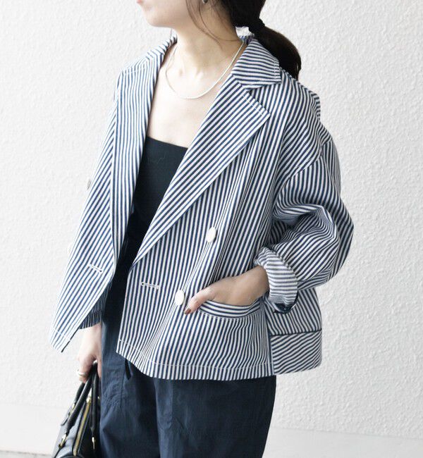 SHIPS any「SHIPS any:〈洗濯機可能〉ヒッコリー ショート テーラード ジャケット」|テーラードジャケット|