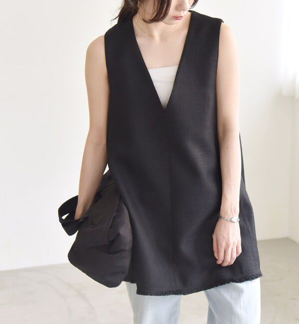 quaranciel「quaranciel: バスケット Aライン フリンジ ベスト」|ベスト・ジレ|