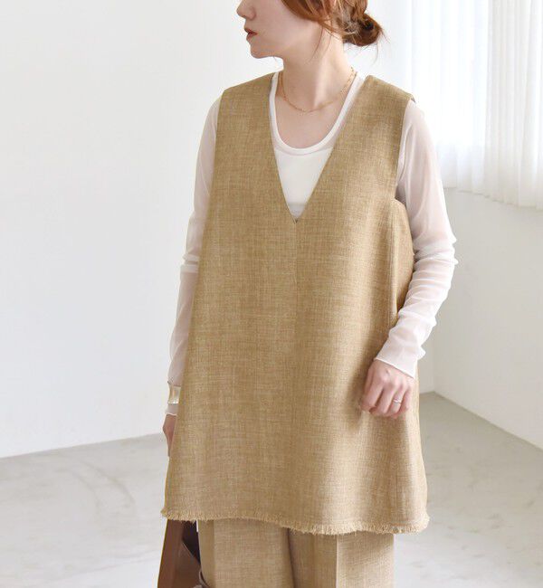 quaranciel「quaranciel: バスケット Aライン フリンジ ベスト」|ベスト・ジレ|