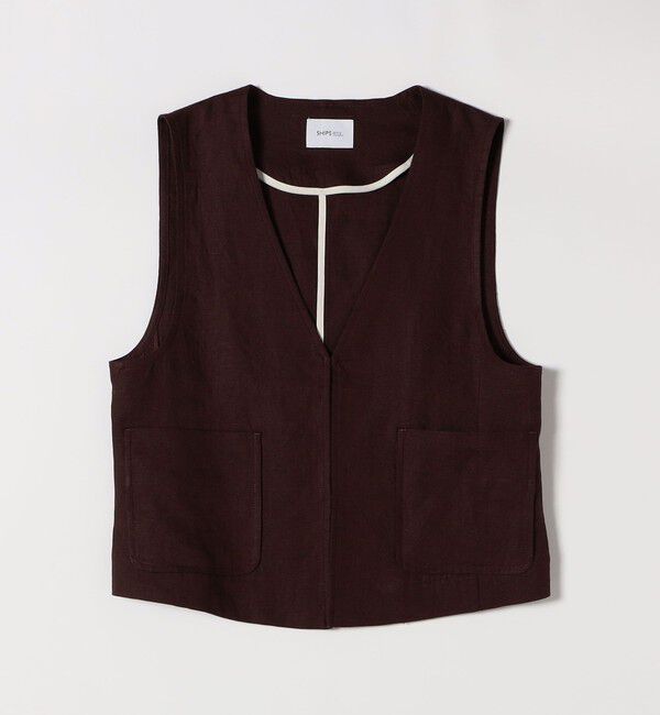 SHIPS any「SHIPS any:〈洗濯機可能〉ヨーロピアンフラックス リネン  Vネック コンパクト ベスト」|ベスト・ジレ|