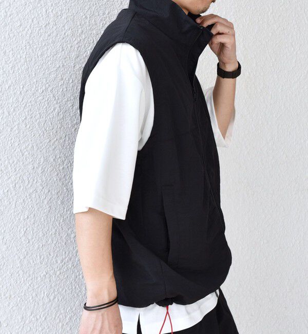 SHIPS any「【SHIPS any別注】prince:〈撥水/UVカット/遮熱〉ワンポイント ロゴ ナイロン ベスト(セットアップ対応)◇」|ベスト・ジレ|