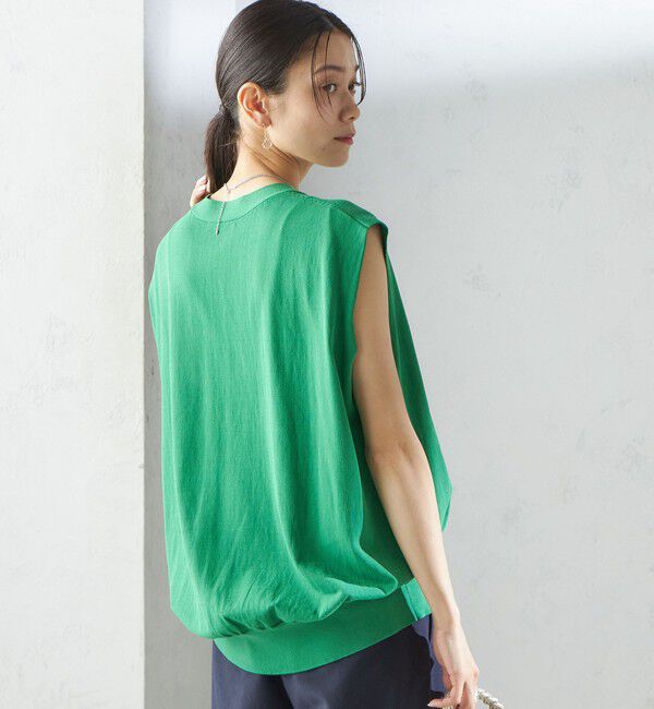 SHIPS for women「〈接触冷感 / 手洗い可能〉アイスコットン フレンチ スリーブ ジレ カーディガン」|ベスト・ジレ|