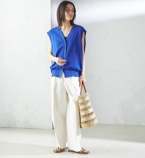 SHIPS for women「〈接触冷感 / 手洗い可能〉アイスコットン フレンチ スリーブ ジレ カーディガン」|ベスト・ジレ|