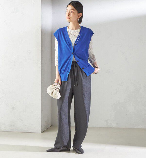 SHIPS for women「〈接触冷感 / 手洗い可能〉アイスコットン フレンチ スリーブ ジレ カーディガン」|ベスト・ジレ|