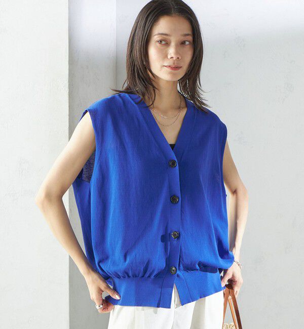 SHIPS for women「〈接触冷感 / 手洗い可能〉アイスコットン フレンチ スリーブ ジレ カーディガン」|ベスト・ジレ|