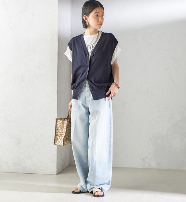 SHIPS for women「〈接触冷感 / 手洗い可能〉アイスコットン フレンチ スリーブ ジレ カーディガン」|ベスト・ジレ|