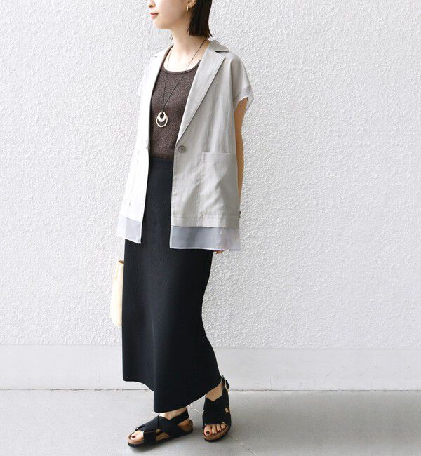 SHIPS for women「【WEB限定】〈手洗い可能〉シアー コンビ テーラード ベスト」|ベスト・ジレ|