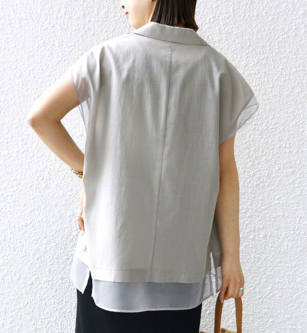 SHIPS for women「【WEB限定】〈手洗い可能〉シアー コンビ テーラード ベスト」|ベスト・ジレ|