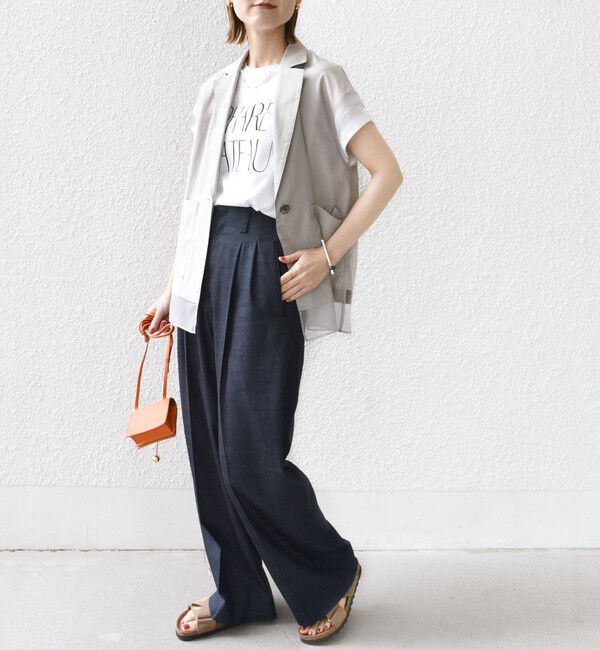 SHIPS for women「【WEB限定】〈手洗い可能〉シアー コンビ テーラード ベスト」|ベスト・ジレ|