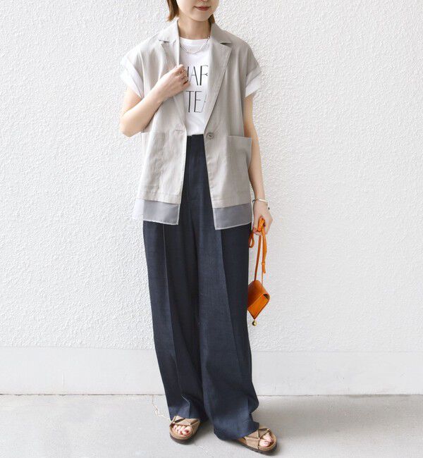 SHIPS for women「【WEB限定】〈手洗い可能〉シアー コンビ テーラード ベスト」|ベスト・ジレ|