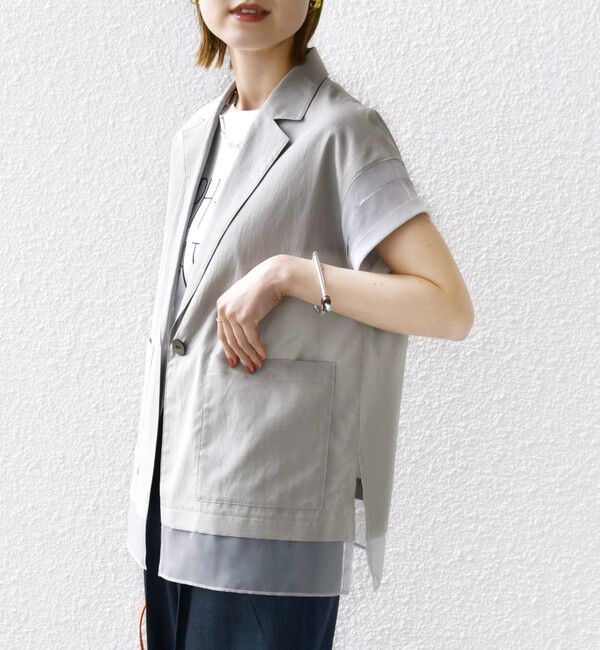 SHIPS for women「【WEB限定】〈手洗い可能〉シアー コンビ テーラード ベスト」|ベスト・ジレ|