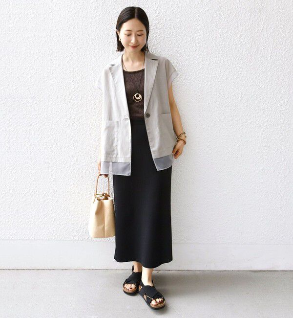 SHIPS for women「【WEB限定】〈手洗い可能〉シアー コンビ テーラード ベスト」|ベスト・ジレ|