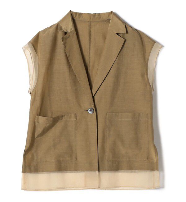 SHIPS for women「【WEB限定】〈手洗い可能〉シアー コンビ テーラード ベスト」|ベスト・ジレ|