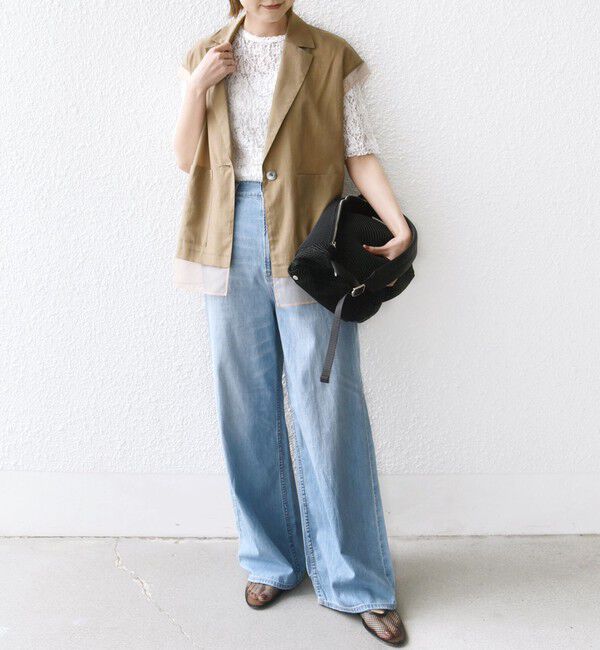 SHIPS for women「【WEB限定】〈手洗い可能〉シアー コンビ テーラード ベスト」|ベスト・ジレ|