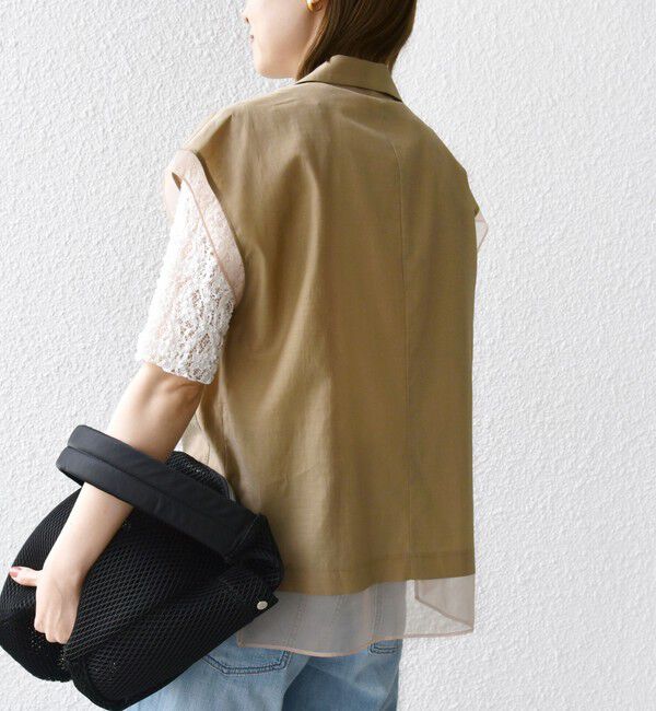 SHIPS for women「【WEB限定】〈手洗い可能〉シアー コンビ テーラード ベスト」|ベスト・ジレ|