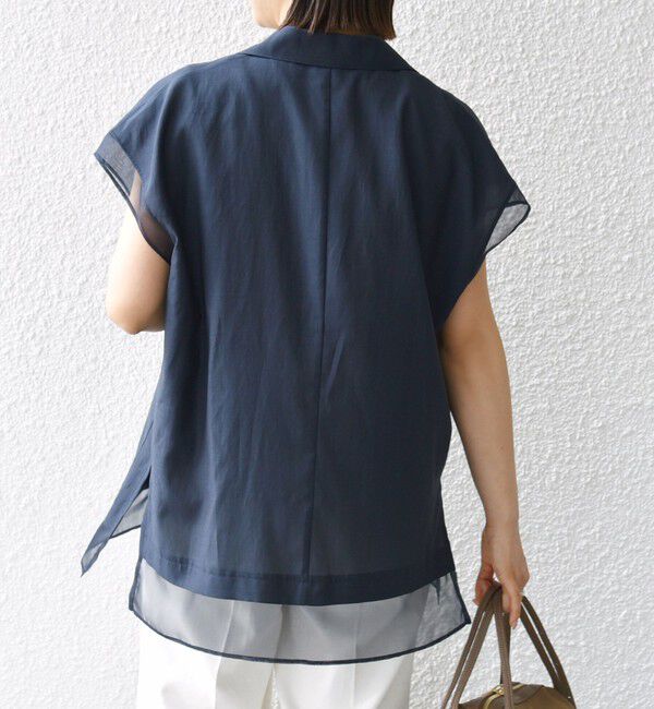 SHIPS for women「【WEB限定】〈手洗い可能〉シアー コンビ テーラード ベスト」|ベスト・ジレ|