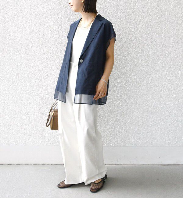 SHIPS for women「【WEB限定】〈手洗い可能〉シアー コンビ テーラード ベスト」|ベスト・ジレ|