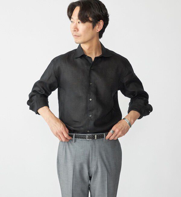 SHIPS「SHIPS: ウォッシュド リネン ソリッド シャツ」|シャツ・ブラウス|ブラック