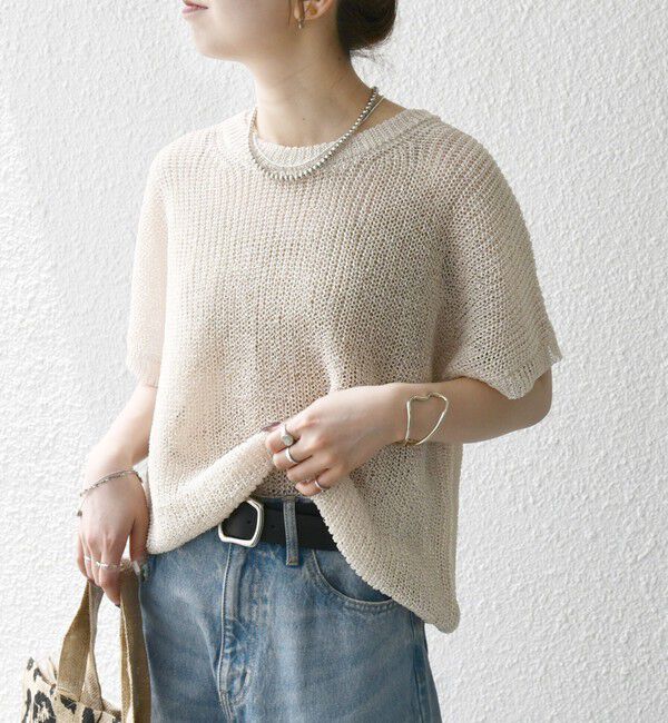 SHIPS any「SHIPS any:〈手洗い可能〉ギマ  ワイド フレンチ シアー ニット プルオーバー」|ニット・セーター|