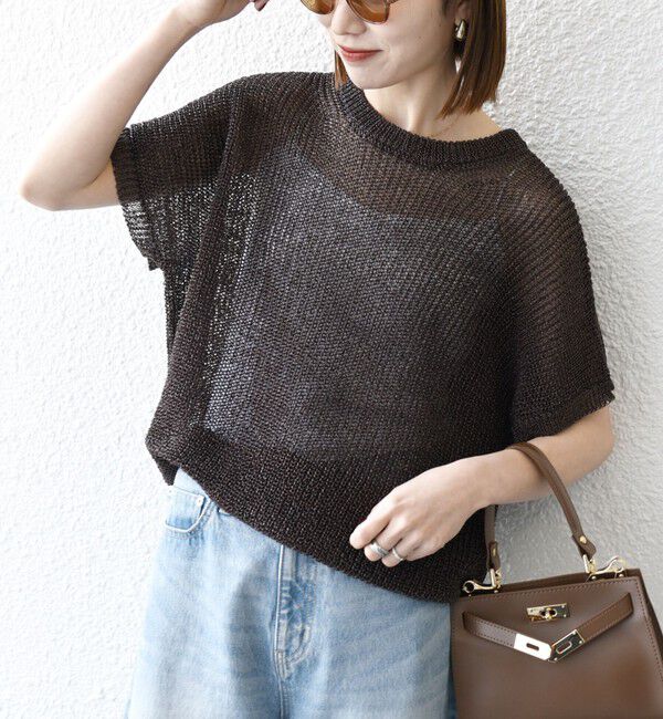 SHIPS any「SHIPS any:〈手洗い可能〉ギマ  ワイド フレンチ シアー ニット プルオーバー」|ニット・セーター|