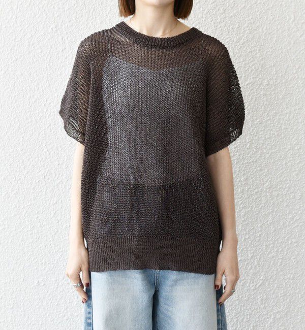 SHIPS any「SHIPS any:〈手洗い可能〉ギマ  ワイド フレンチ シアー ニット プルオーバー」|ニット・セーター|