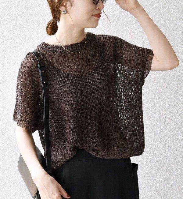 SHIPS any「SHIPS any:〈手洗い可能〉ギマ  ワイド フレンチ シアー ニット プルオーバー」|ニット・セーター|