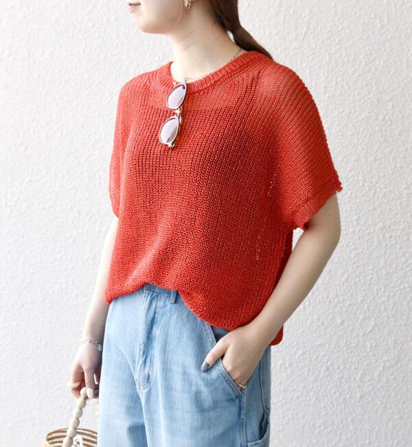 SHIPS any「SHIPS any:〈手洗い可能〉ギマ  ワイド フレンチ シアー ニット プルオーバー」|ニット・セーター|