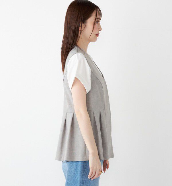 SHIPS Colors 「SHIPS Colors:〈洗濯機可能〉リネンライク ペプラム ベスト◇」|ベスト・ジレ|