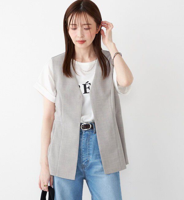 SHIPS Colors 「SHIPS Colors:〈洗濯機可能〉リネンライク ペプラム ベスト◇」|ベスト・ジレ|
