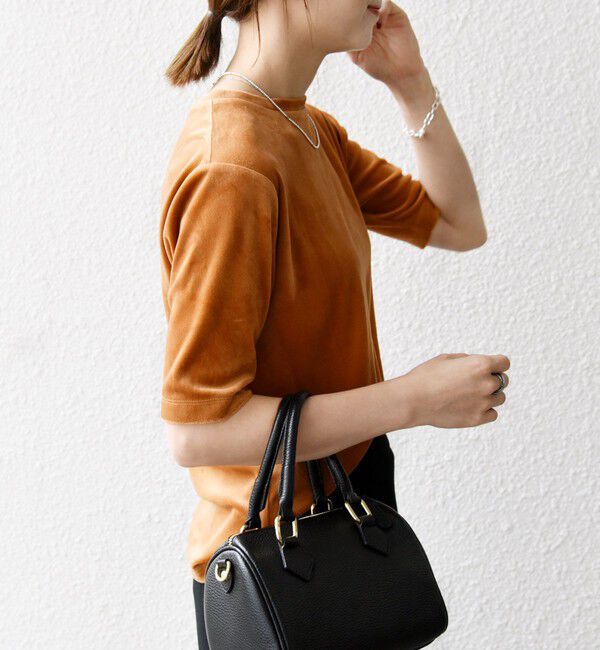 SHIPS any「SHIPS any:〈洗濯機可能〉ポリエステル ベロア ハーフスリーブ コンパクト TEE」|Tシャツ・カットソー|