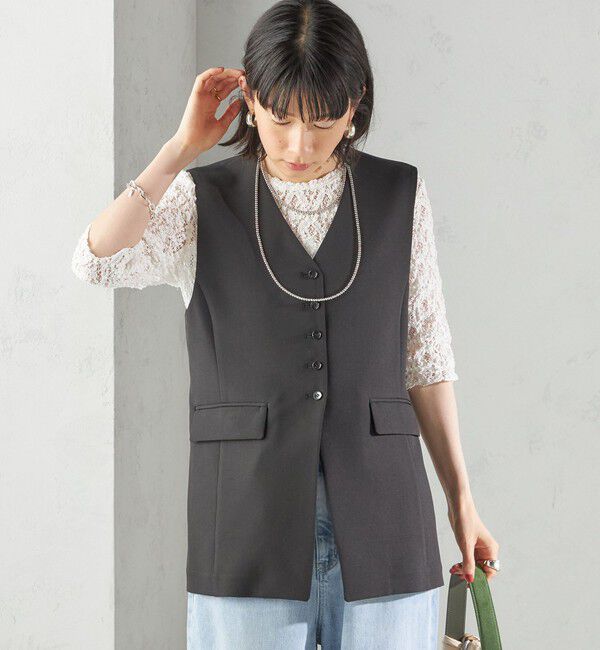 SHIPS for women「〈手洗い可能〉ハイカウント ダブルクロス ジレ」|ベスト・ジレ|