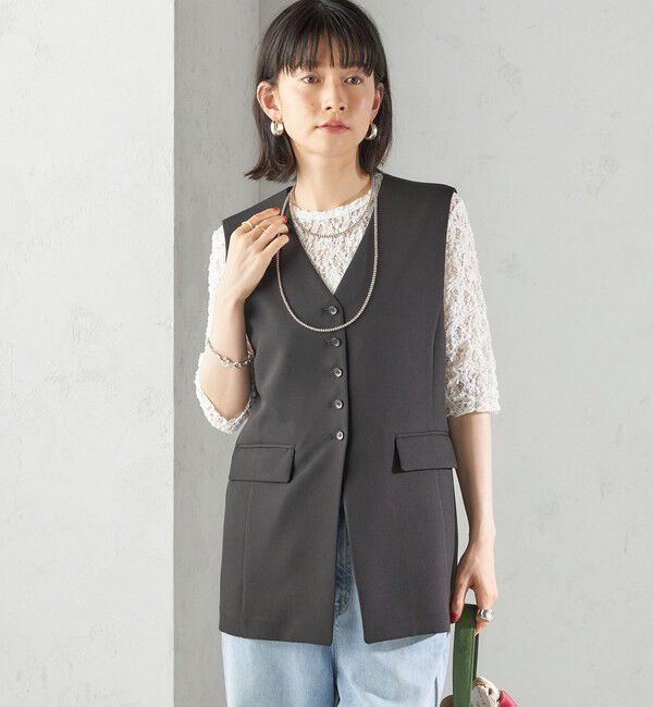 SHIPS for women「〈手洗い可能〉ハイカウント ダブルクロス ジレ」|ベスト・ジレ|