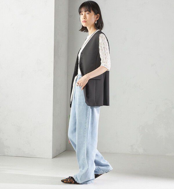 SHIPS for women「〈手洗い可能〉ハイカウント ダブルクロス ジレ」|ベスト・ジレ|