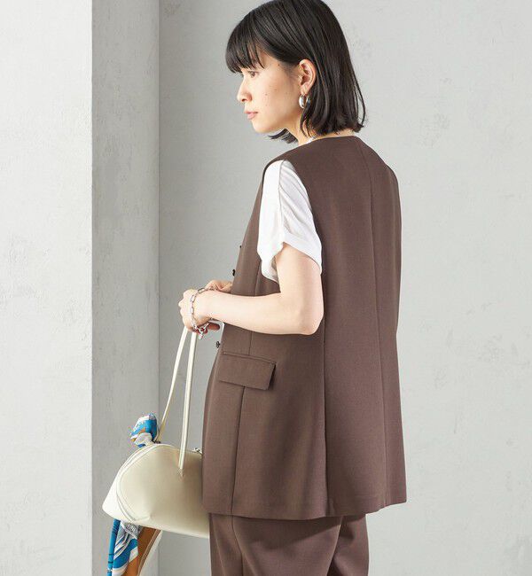 SHIPS for women「〈手洗い可能〉ハイカウント ダブルクロス ジレ」|ベスト・ジレ|