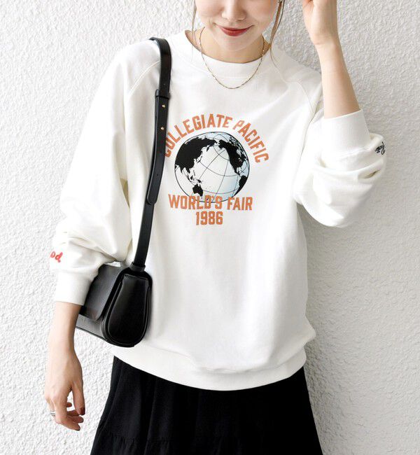 SHIPS any「【SHIPS any別注】Collegiate Pacific: ロゴ プリント ＆ 刺繍 スウェット 25AW」|スウェット・ジャージ|ホワイト