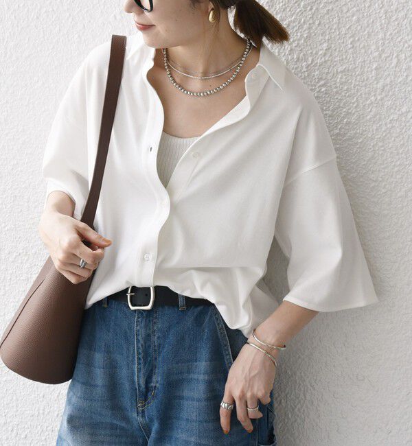 SHIPS any「SHIPS any:〈接触冷感/汗染み防止加工/洗濯機可能〉ジャージー ワイド シャツ」|シャツ・ブラウス|