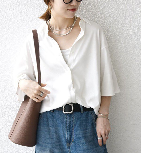 SHIPS any「SHIPS any:〈接触冷感/汗染み防止加工/洗濯機可能〉ジャージー ワイド シャツ」|シャツ・ブラウス|