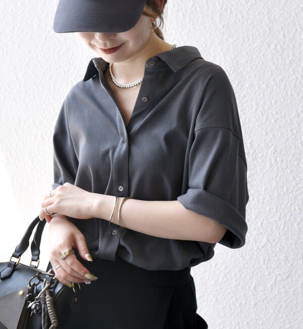 SHIPS any「SHIPS any:〈接触冷感/汗染み防止加工/洗濯機可能〉ジャージー ワイド シャツ」|シャツ・ブラウス|