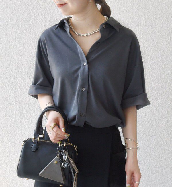 SHIPS any「SHIPS any:〈接触冷感/汗染み防止加工/洗濯機可能〉ジャージー ワイド シャツ」|シャツ・ブラウス|