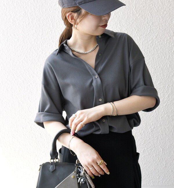 SHIPS any「SHIPS any:〈接触冷感/汗染み防止加工/洗濯機可能〉ジャージー ワイド シャツ」|シャツ・ブラウス|