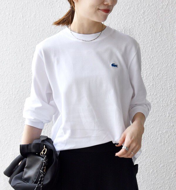 SHIPS any「【SHIPS any別注】LACOSTE:〈洗濯機可能〉ピケ クルーネック ロンT 25AW」|Tシャツ・カットソー|