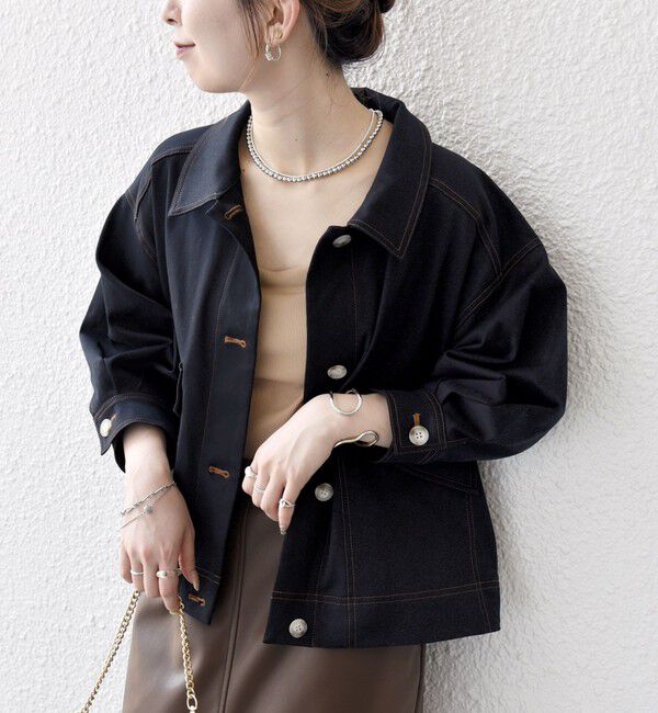 SHIPS any「SHIPS any:〈洗濯機可能〉チノ ステッチ ショート シャツ ジャケット」|ブルゾン・スタジャン|