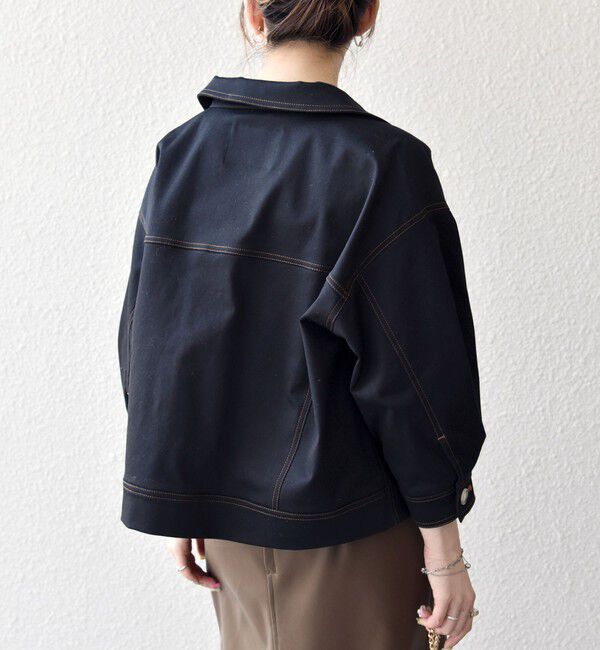 SHIPS any「SHIPS any:〈洗濯機可能〉チノ ステッチ ショート シャツ ジャケット」|ブルゾン・スタジャン|