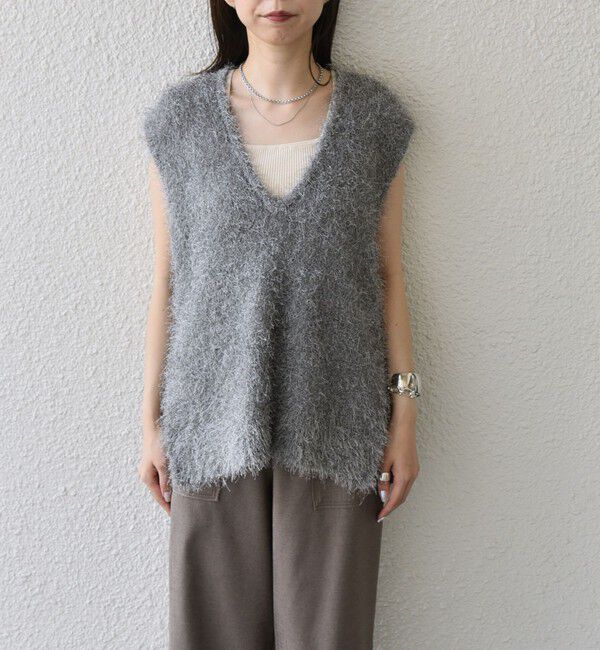 SHIPS Colors 「SHIPS Colors:〈手洗い可能〉フェイク フェザー Vネック ベスト◇」|ベスト・ジレ|