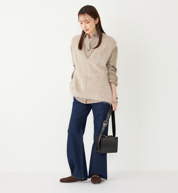 SHIPS Colors 「SHIPS Colors:〈手洗い可能〉フェイク フェザー Vネック ベスト◇」|ベスト・ジレ|