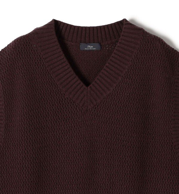 SHIPS for women「SHIPS Primary Navy Label:〈手洗い可能〉メッシュ ライン ニット ベスト」|ベスト・ジレ|