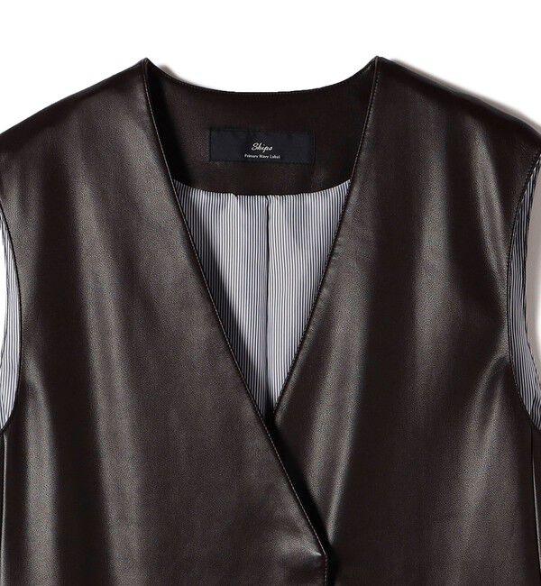 SHIPS for women「SHIPS Primary Navy Label:〈手洗い可能〉合皮 ジレ」|ベスト・ジレ|