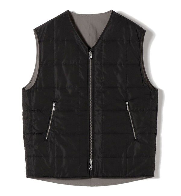 SHIPS for women「SHIPS Primary Navy Label:〈手洗い可能〉スクエア キルト リバーシブル ジレ」|ベスト・ジレ|ブラック