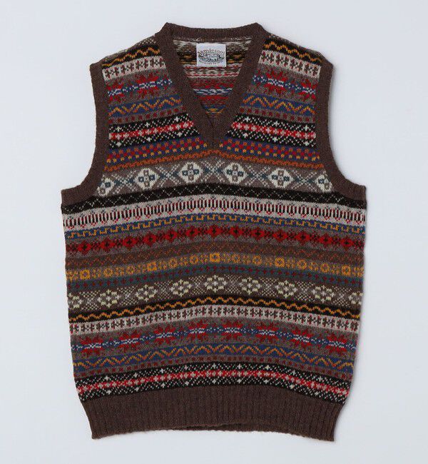 SHIPS「JAMIESONS KNITWEAR: FAIRISLE VEST」|ベスト・ジレ|ブラウン